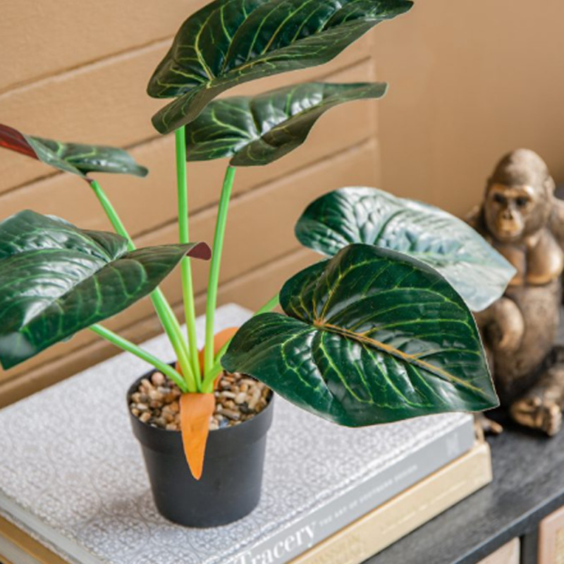 Artekko Artekko Faux Τεχνητή Αλοκασία σε Γλάστρα Πλαστικό Πράσινο Μαύρο (41x17x41)cm Σετ/2 SA11652