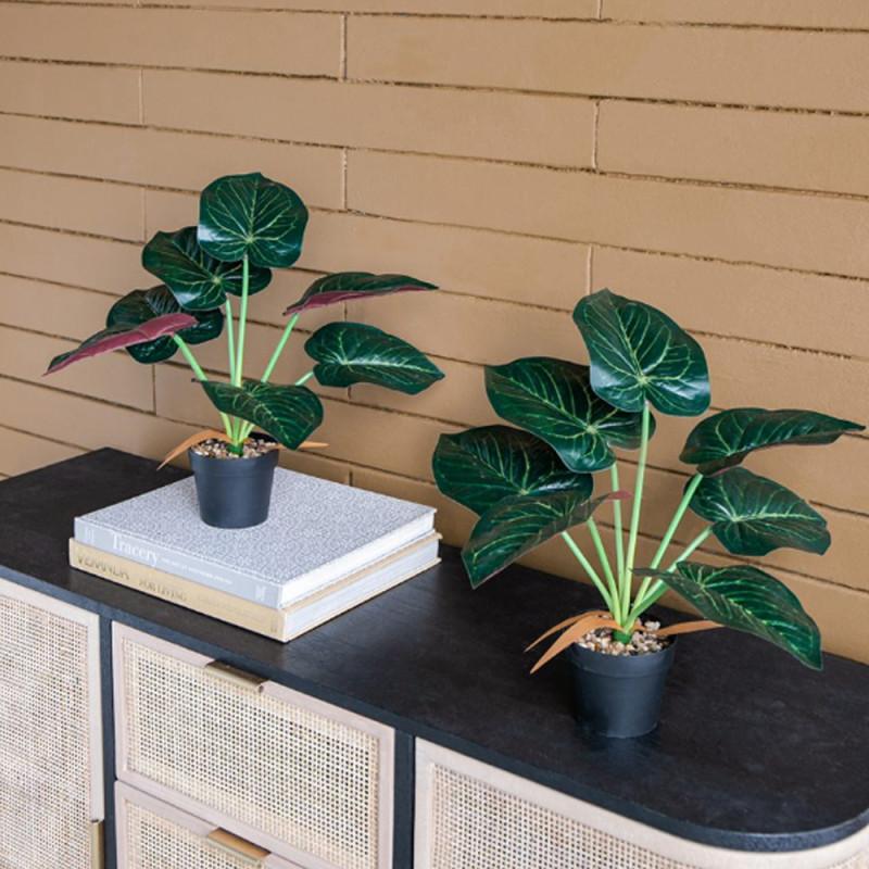 Artekko Artekko Faux Τεχνητή Αλοκασία σε Γλάστρα Πλαστικό Πράσινο Μαύρο (41x17x41)cm Σετ/2 SA11652