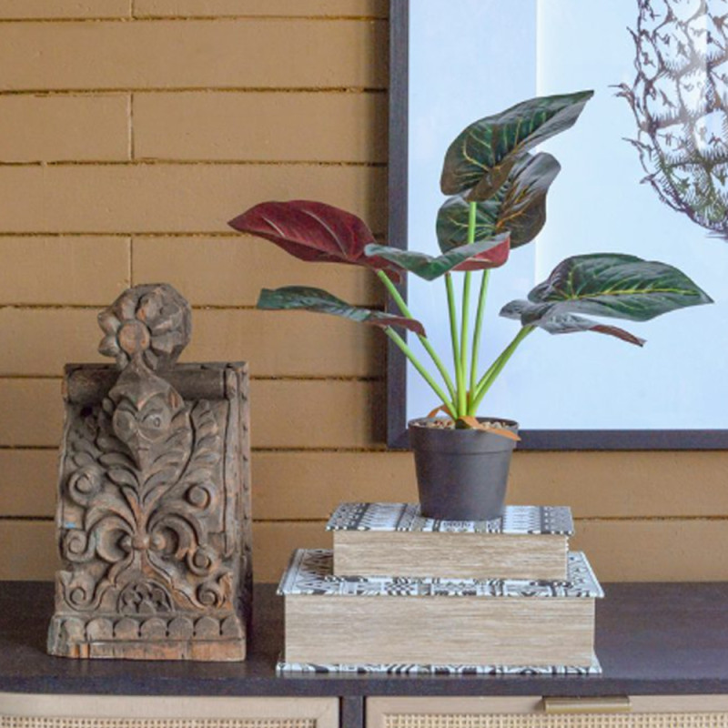 Artekko Artekko Faux Τεχνητή Αλοκασία σε Γλάστρα Πλαστικό Πράσινο Μαύρο (41x17x41)cm Σετ/2 SA11652