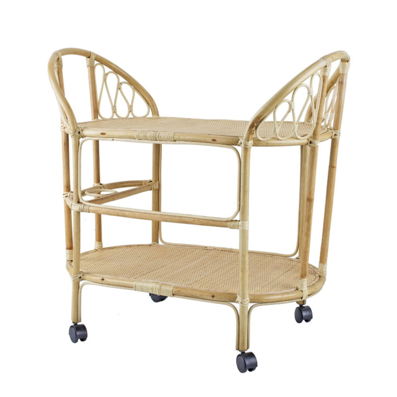 Artekko Artekko Rattan Τρόλεϊ - Μπαρ από Ρατάν σε Φυσική Απόχρωση (91.4x53.9x86.4)cm SA80057-AB