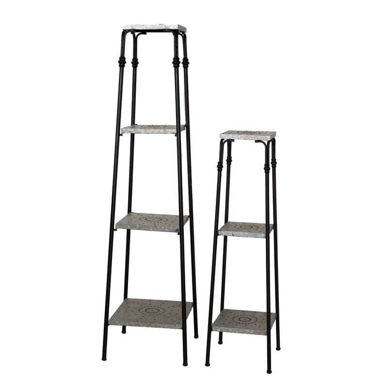 Artekko Artekko Seep Βιλιοθήκη Ραφιέρα Μέταλλο Μαύρο Γκρι (37x37x146)cm Σετ/2 SA80193-DS