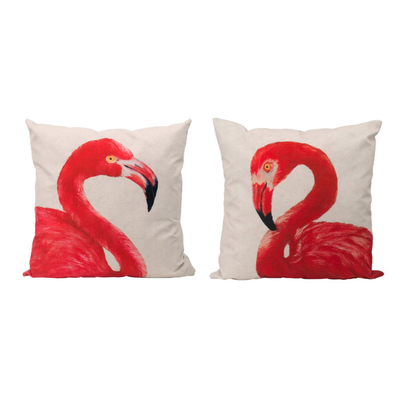 Artekko Artekko Pillow Μαξιλάρι με Φλαμίγκο Ύφασμα Μπεζ Ροζ (57.6x57.9x14)cm Σετ/2 T48075