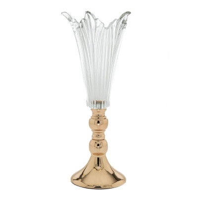 ΓΥΑΛΙΝΟ ΣΚΑΛΙΣΤΟ ΒΑΖΟ ΜΕ ΧΡΥΣΟ ΜΕΤΑΛΙΚΟ ΠΟΔΙ Φ16x38EK