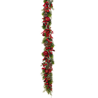 ΠΡΑΣΙΝΗ ΓΙΡΛΑΝΤΑ ΜΕ KOKKINA BERRIES, ΚΟΥΚΟΥΝΑΡΙΑ KAI ΡΟΔΙΑ 180ΕΚ