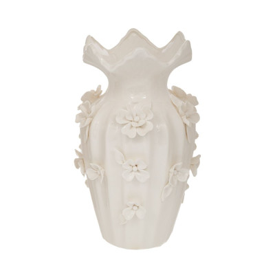 ΛΕΥΚΟ ΚΕΡΑΜΙΚΟ ΒΑΖΟ ΜΕ ΑΝΑΓΛΥΦΑ ΛΟΥΛΟΥΔΙΑ 16Χ26ΕΚ