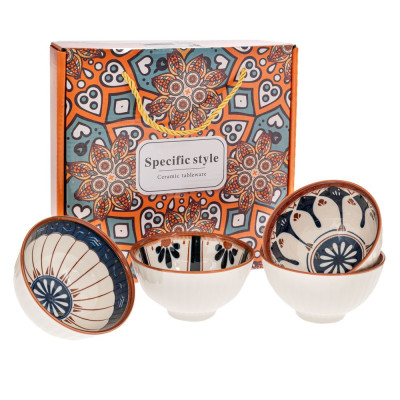 ΣΕΤ 4 ΛΕΥΚΑ ΚΕΡΑΜΙΚΑ ΜΠΩΛ ΜΕ ΜΠΛΕ ΛΟΥΛΟΥΔΙΑ Φ11Χ6ΕΚ