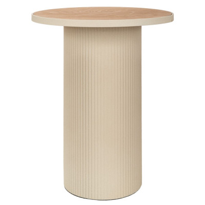 ΚΡΕΜ ΣΤΡΟΓΓΥΛΟ ΜΕΤΑΛΛΙΚΟ ΤΡΑΠΕΖΑΚΙ ΣΑΛΟΝΙΟΥ ΜΕ ΞΥΛΙΝΗ ΕΠΙΦΑΝΕΙΑ 46Χ46Χ56ΕΚ