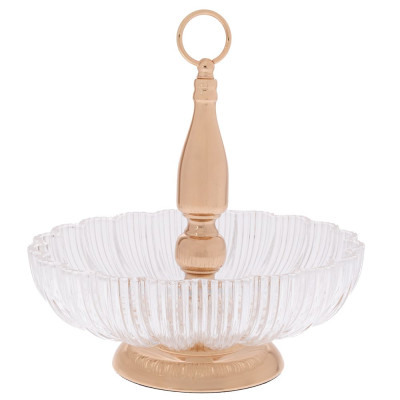 ΓΥΑΛΙΝΗ ΠΙΑΤΕΛΑ ΣΕ ΧΡΥΣΗ ΜΕΤΑΛΛΙΚΗ ΒΑΣΗ 30Χ30Χ32,5ΕΚ