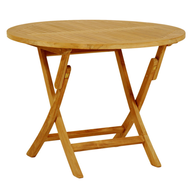 KENT ΤΡΑΠΕΖΙ ΣΤΡΟΓΓΥΛΟ ΠΤΥΣ/ΝΟ ΑΠΟ ΞΥΛΟ TEAK Φ120X75cm