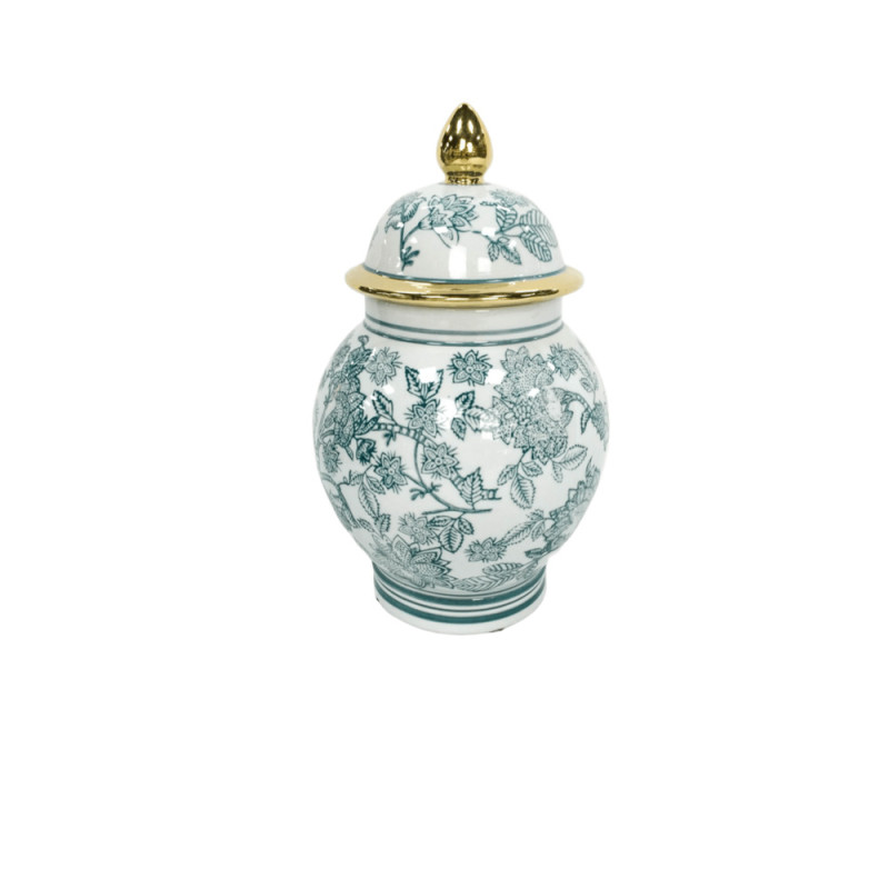 ΒΑΖΟ ΚΙΝΕΖΙΚΟΥ ΣΤΥΛ ΣΕ ΠΡΑΣΙΝΟ-ΛΕΥΚΟ ΧΡΩΜΑ ΜΕ ΚΑΠΑΚΙ  Φ 18,5x30 cm