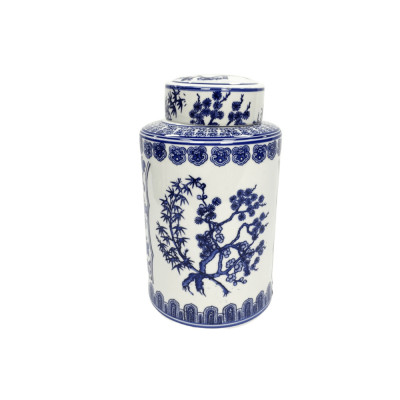 ΒΑΖΟ ΚΙΝΕΖΙΚΟΥ ΣΤΥΛ ΣΕ ΜΠΛΕ-ΛΕΥΚΟ ΧΡΩΜΑ ΜΕ ΚΑΠΑΚΙ  Φ 18x30 cm