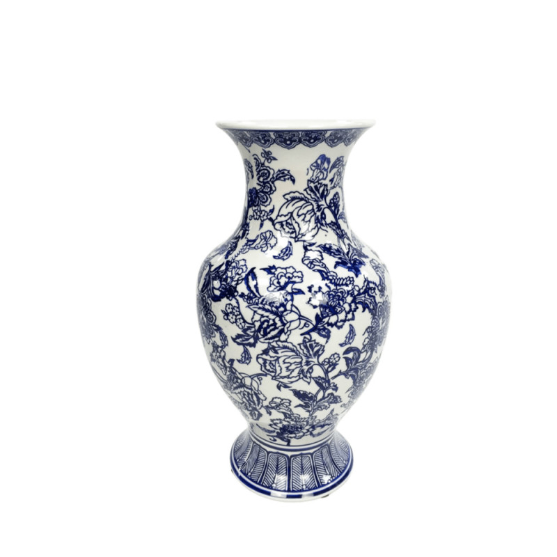 ΒΑΖΟ ΔΑΠΕΔΟΥ ΚΙΝΕΖΙΚΟΥ ΣΤΥΛ ΣΕ ΜΠΛΕ-ΛΕΥΚΟ ΧΡΩΜΑ   Φ 19x36 cm