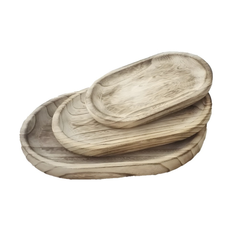 ΣΕΤ ΔΙΑΚΟΣΜΗΤΙΚΕΣ ΠΙΑΤΕΛΕΣ ΟΒΑΛ 3ΤΜΧ  ΞΥΛΟ PAULWONIA ΣΚΟΥΡΟ ΚΑΦΕ