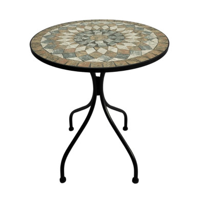 GAVE ΤΡΑΠΕΖΙ ΜΩΣΑΙΚΟ POLYSTONE ΣΤΡΟΓΓΥΛΟ Φ60x75cm