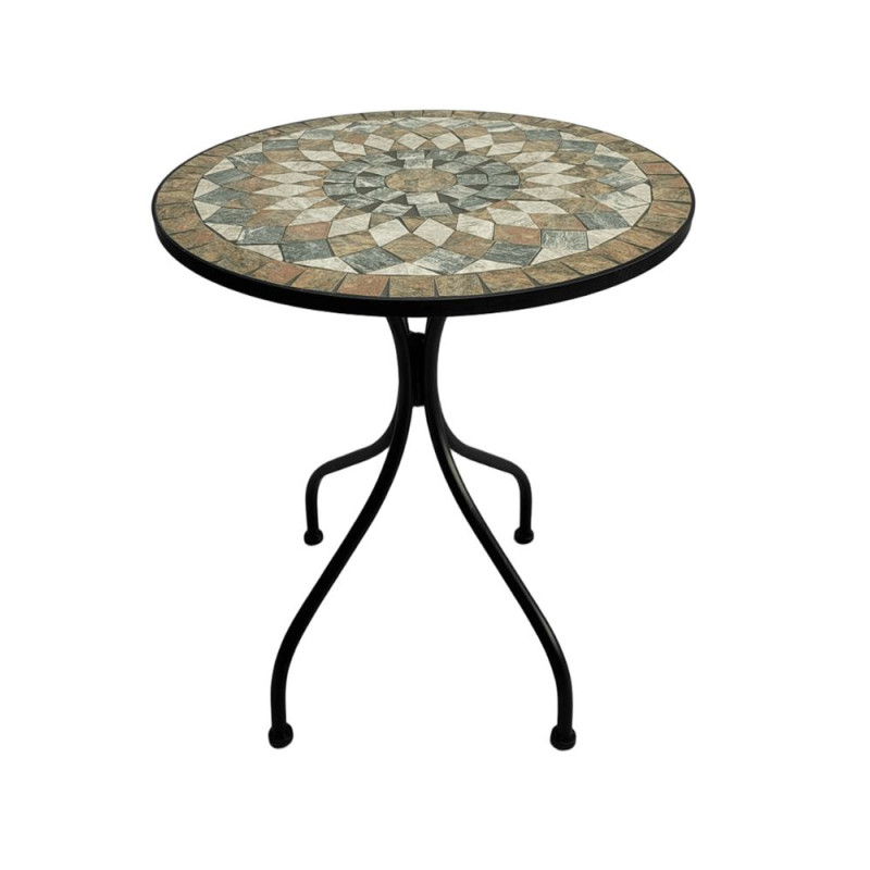GAVE ΤΡΑΠΕΖΙ ΜΩΣΑΙΚΟ POLYSTONE ΣΤΡΟΓΓΥΛΟ Φ60x75cm