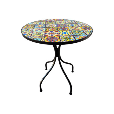 MAROCCO ΤΡΑΠΕΖΙ ΜΩΣΑΙΚΟ ΚΕΡΑΜΙΚΟ ΣΤΡΟΓΓΥΛΟ Φ60x75cm