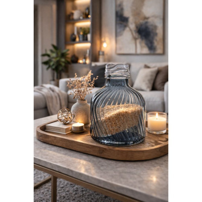 ΒΑΖΟ ΔΙΑΚΟΣΜΗΤΙΚΟ ΓΥΑΛΙΝΟ ΜΠΛΕ-ΓΚΡΙ   Φ12x8.5x19cm