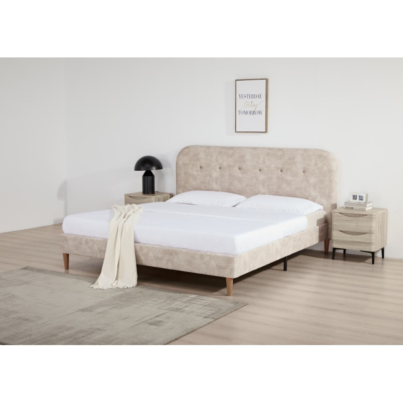 SELI ΚΡΕΒΑΤΙ ΥΠΕΡΔΙΠΛΟ ΥΦΑΣΜΑ ΕΚΡΟΥ 187,5x208x33cm