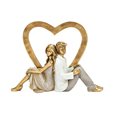 ΔΙΑΚΟΣΜΗΤΙΚΗ ΚΑΡΔΙΑ-ΖΕΥΓΑΡΙ POLYRESIN 22Χ7Χ16cm ΓΚΡΙ/ΧΡΥΣΟ