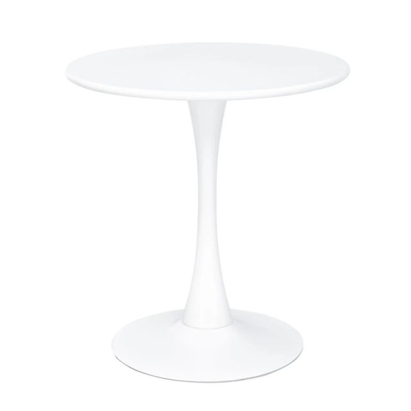 DOVA ΤΡΑΠΕΖΙ ΣΤΡΟΓΓΥΛΟ  ΜΕΤΑΛΛΙΚΟ  ΛΕΥΚΟ Φ70x73cm