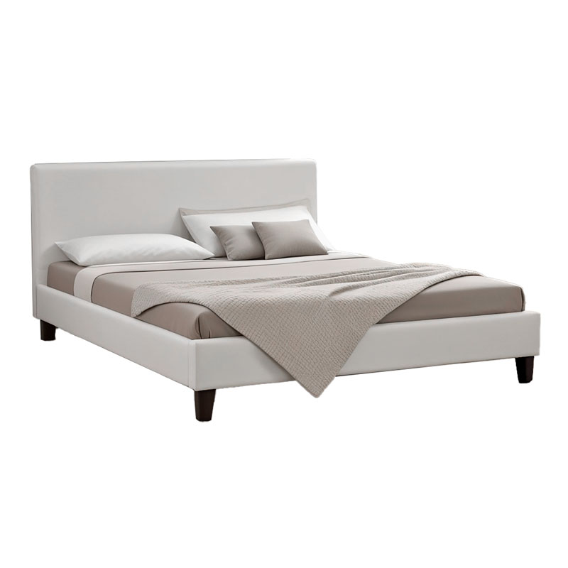 Κρεβάτι Nevil pakoworld 150x200 PU χρώμα λευκό ματ