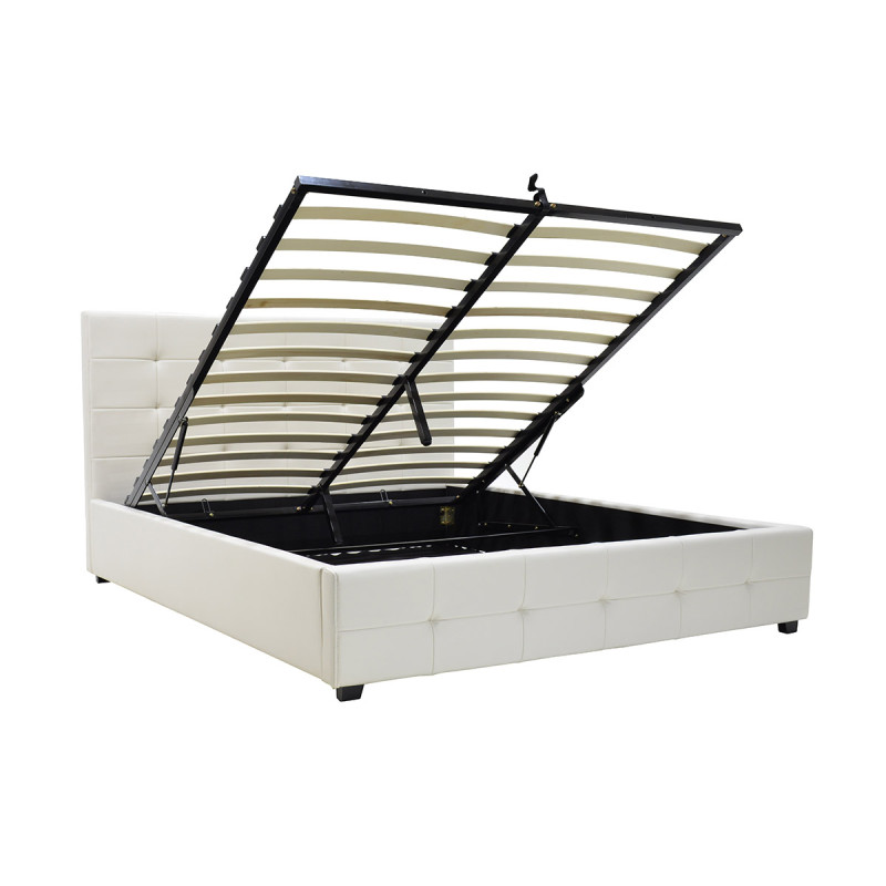 Κρεβάτι Roi pakoworld 160x200 PU λευκό ματ + αποθηκευτικό χώρο