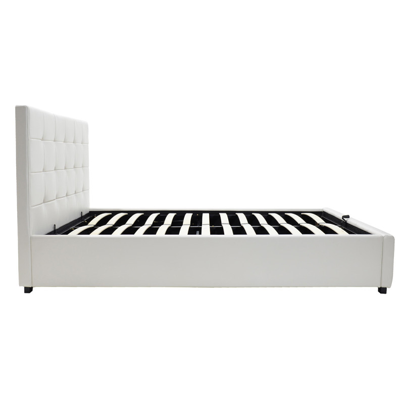 Κρεβάτι Roi pakoworld 160x200 PU λευκό ματ + αποθηκευτικό χώρο