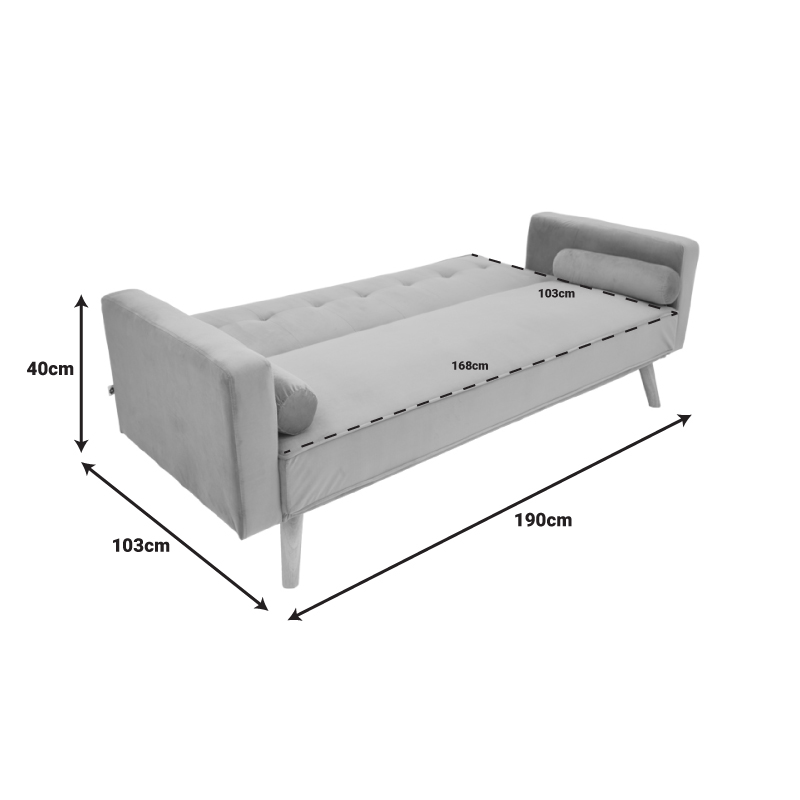 Καναπές-κρεβάτι Success pakoworld 3θέσιος βελούδο σε μέντα απόχρωση 190x80x84εκ