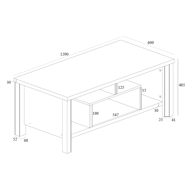 Τραπέζι σαλονιού Tracy pakoworld λευκό-γκρι 120x60x48.5εκ