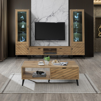 Τραπέζι σαλονιού Thelma pakoworld oak μελαμίνης 120x60x41.6εκ Τραπέζι σαλονιού Thelma pakoworld oak μελαμίνης 120x60x41.6εκ