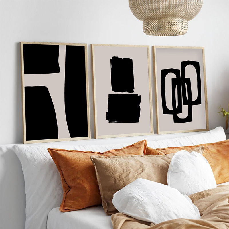 Πίνακας σε καμβά Blacky pakoworld τρίπτυχος με ψηφιακή εκτύπωση 50x2x35εκ