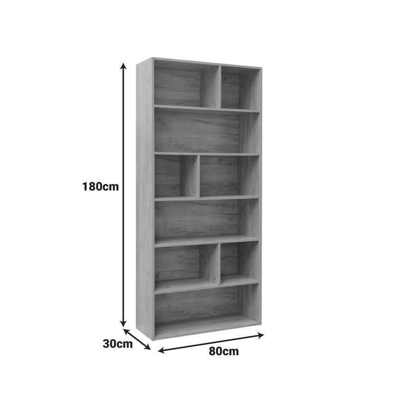 Βιβλιοθήκη Evergin pakoworld mdf σε oak απόχρωση 80x30x180εκ