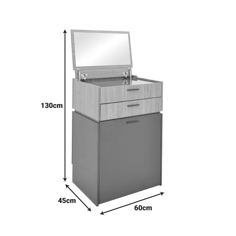 Τουαλέτα κρεβατοκάμαρας Sonlen pakoworld ανθρακί-sonoma 60x45x130εκ