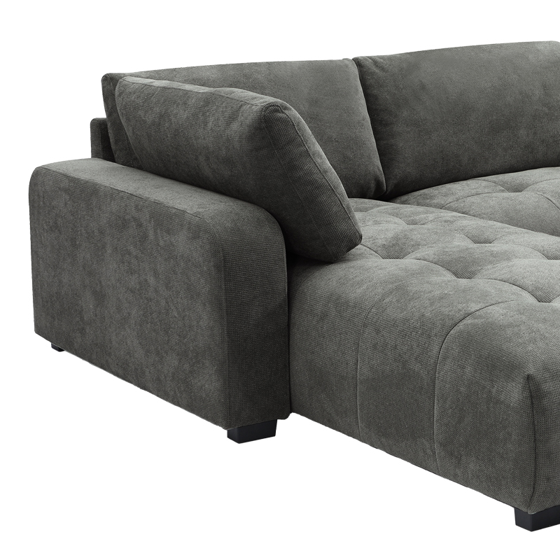 Kαναπές Gianco pakoworld αναστρέψιμος ύφασμα σε γκρι απόχρωση 298x208x85εκ