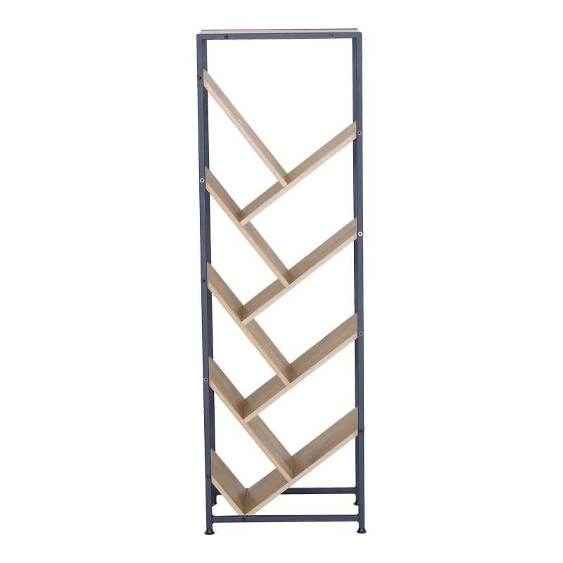 Βιβλιοθήκη Orunta pakoworld oak- μαύρο μέταλλο 40x26.5x125εκ