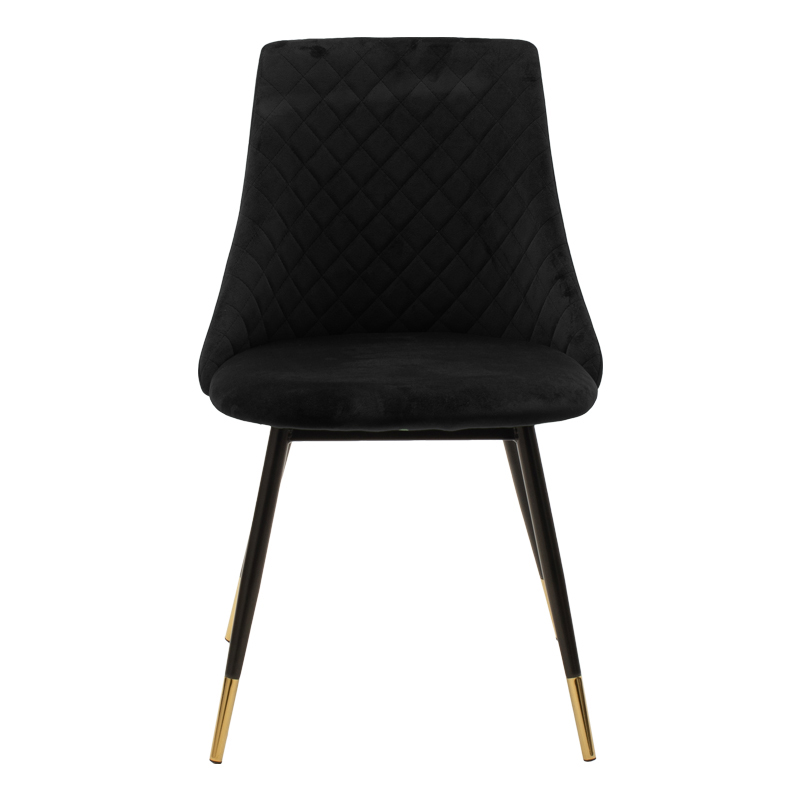 Καρέκλα Giselle pakoworld βελούδο μαύρο-πόδι μαύρο χρυσό Καρέκλα Giselle pakoworld βελούδο μαύρο-πόδι μαύρο χρυσό