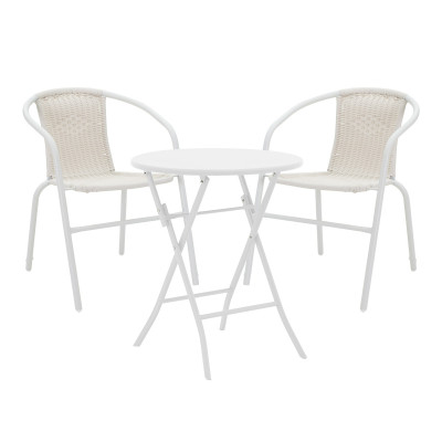 Τραπεζαρία Albero-Obbi pakoworld 3τεμ μέταλλο σε λευκή απόχρωση Φ60x70εκ