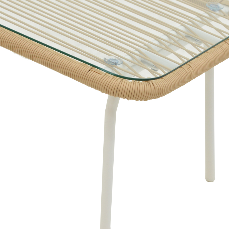 Σαλόνι Bonanza pakoworld σετ 4τμχ rattan μπεζ-μέταλλο λευκό