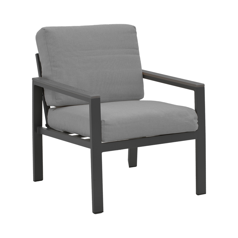 Σαλόνι Fashionable pakoworld σετ 4τμχ ύφασμα σε γκρι απόχρωση και αλουμίνιο-plywood σε ανθρακί απόχρωση