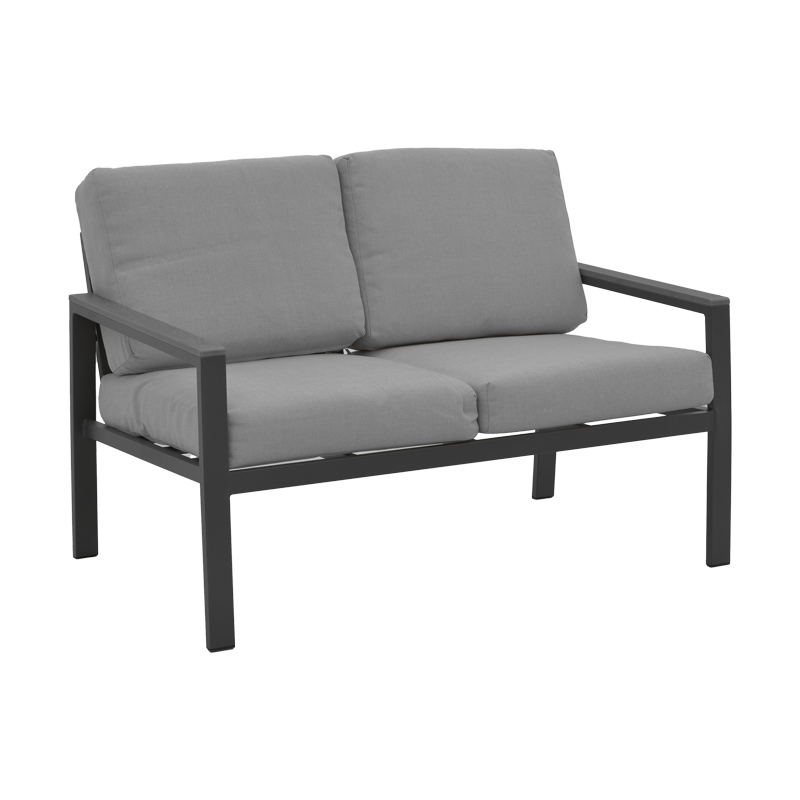 Σαλόνι Fashionable pakoworld σετ 4τμχ ύφασμα σε γκρι απόχρωση και αλουμίνιο-plywood σε ανθρακί απόχρωση