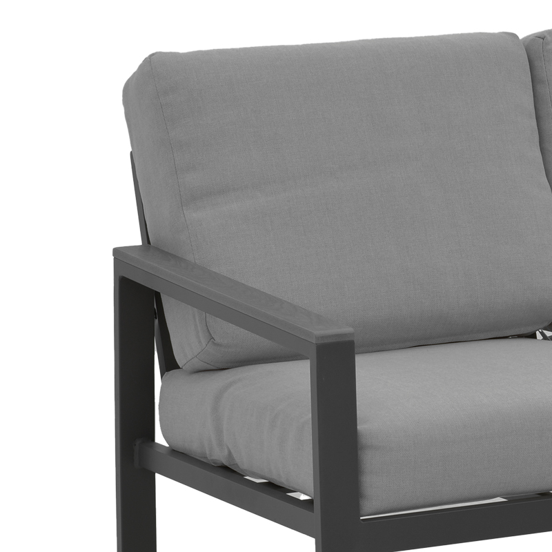 Σαλόνι Fashionable pakoworld σετ 4τμχ ύφασμα σε γκρι απόχρωση και αλουμίνιο-plywood σε ανθρακί απόχρωση