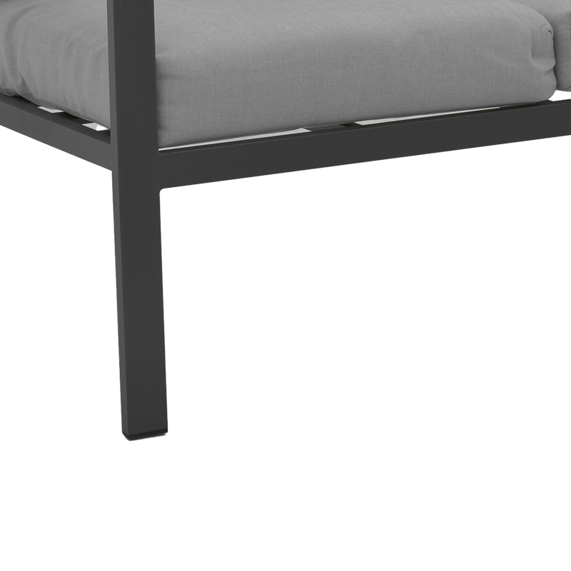 Σαλόνι Fashionable pakoworld σετ 4τμχ ύφασμα σε γκρι απόχρωση και αλουμίνιο-plywood σε ανθρακί απόχρωση