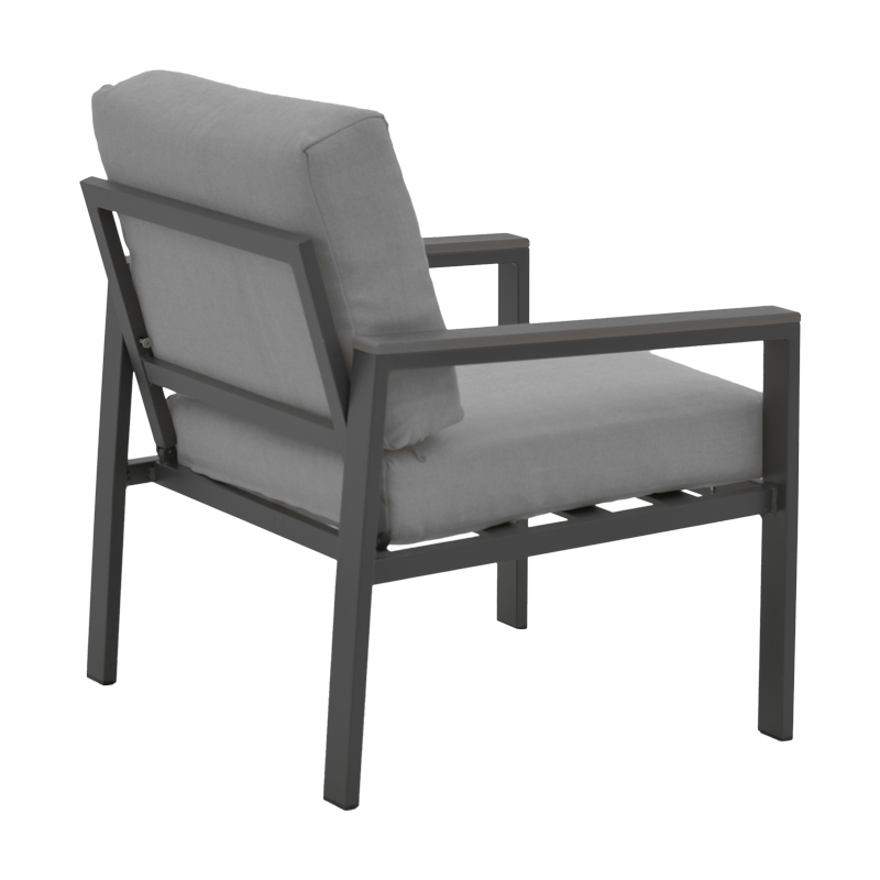 Σαλόνι Fashionable pakoworld σετ 4τμχ ύφασμα σε γκρι απόχρωση και αλουμίνιο-plywood σε ανθρακί απόχρωση