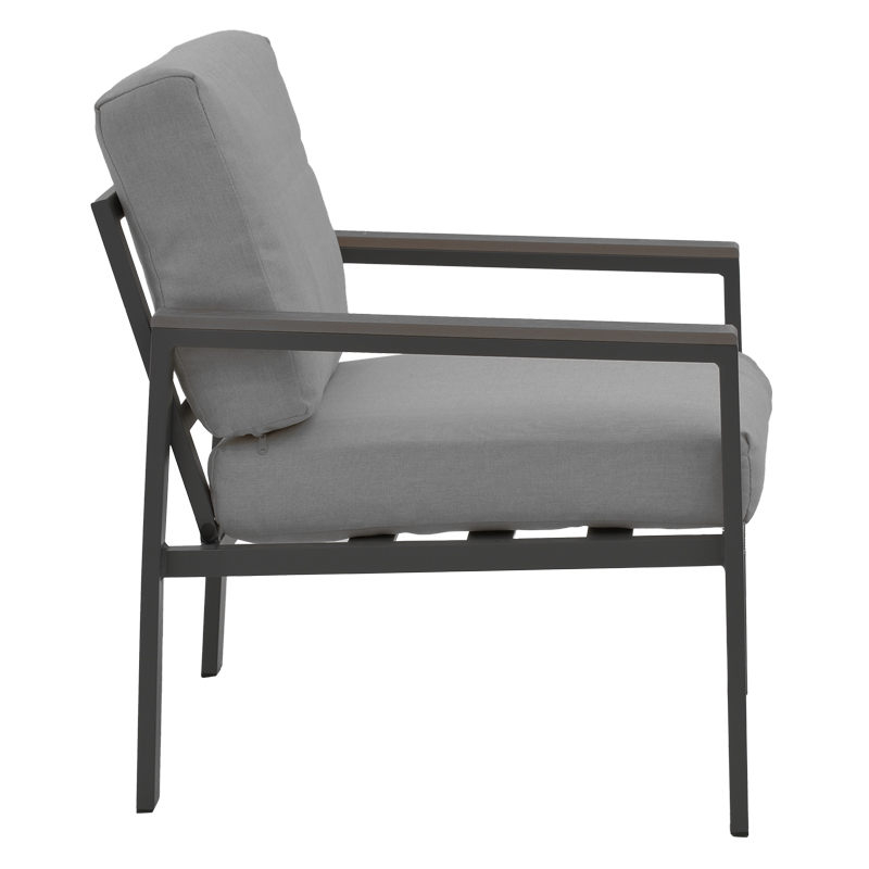 Σαλόνι Fashionable pakoworld σετ 4τμχ ύφασμα σε γκρι απόχρωση και αλουμίνιο-plywood σε ανθρακί απόχρωση