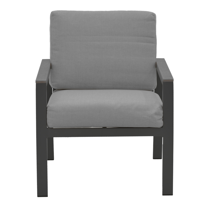 Σαλόνι Fashionable pakoworld σετ 4τμχ ύφασμα σε γκρι απόχρωση και αλουμίνιο-plywood σε ανθρακί απόχρωση