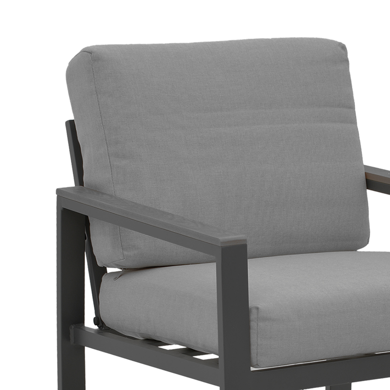 Σαλόνι Fashionable pakoworld σετ 4τμχ ύφασμα σε γκρι απόχρωση και αλουμίνιο-plywood σε ανθρακί απόχρωση