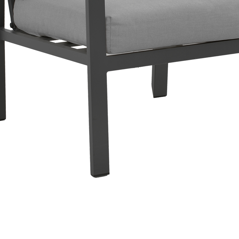 Σαλόνι Fashionable pakoworld σετ 4τμχ ύφασμα σε γκρι απόχρωση και αλουμίνιο-plywood σε ανθρακί απόχρωση