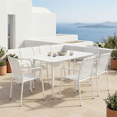 Τραπεζαρία Heven Vista pakoworld σετ 7τεμ λευκό αλουμίνιο 120x70x72εκ Τραπεζαρία Heven Vista pakoworld σετ 7τεμ λευκό αλουμίνιο 120x70x72εκ