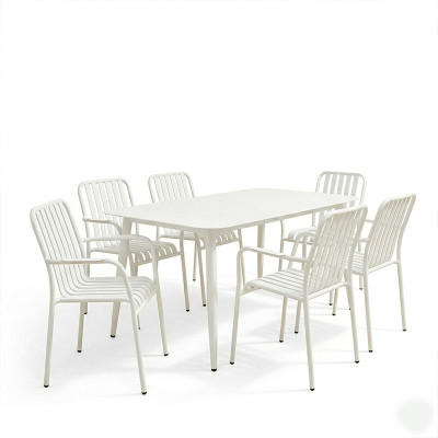 Τραπεζαρία Heven Vista pakoworld σετ 7τεμ λευκό αλουμίνιο 150x80x72εκ