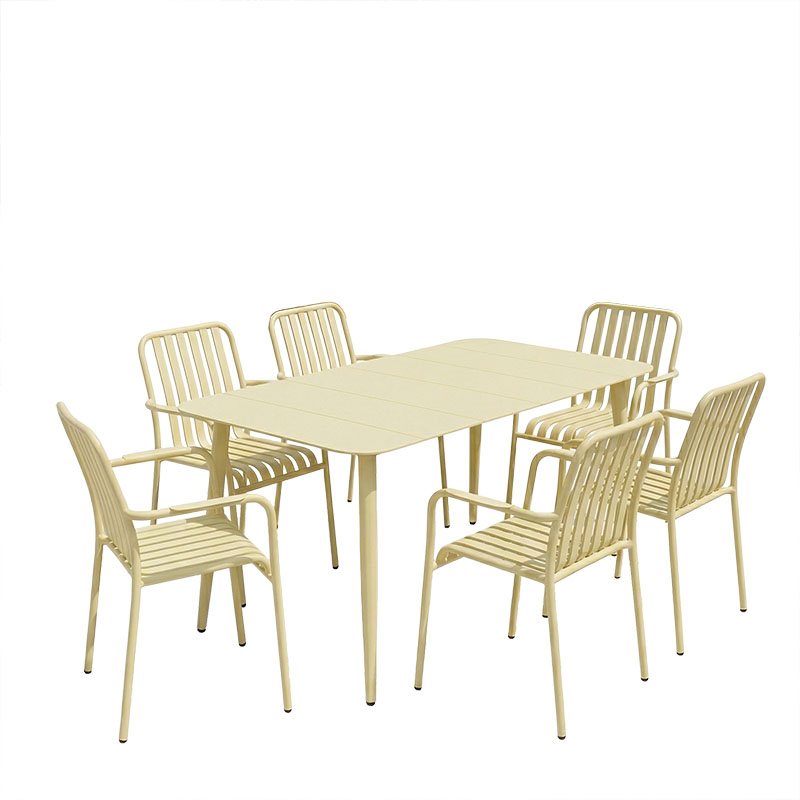 Τραπεζαρία Heven Vista pakoworld σετ 7τεμ σαμπανί αλουμίνιο 120x70x72εκ